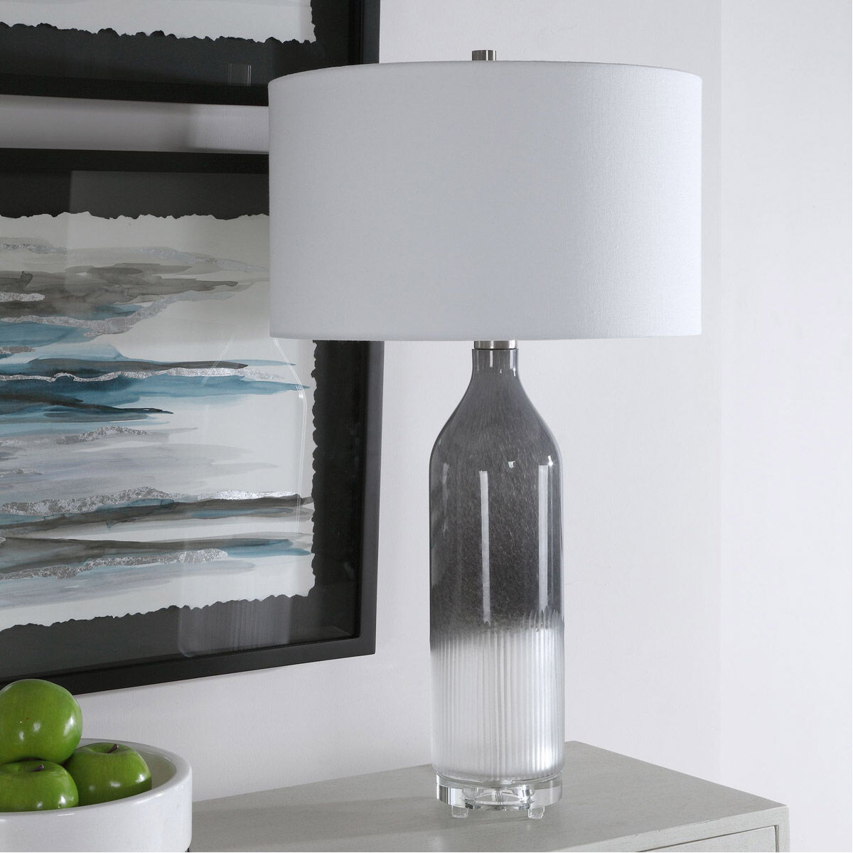 Natasha 30 inch 150 watt Art Glass Table Lamp Portable Light
