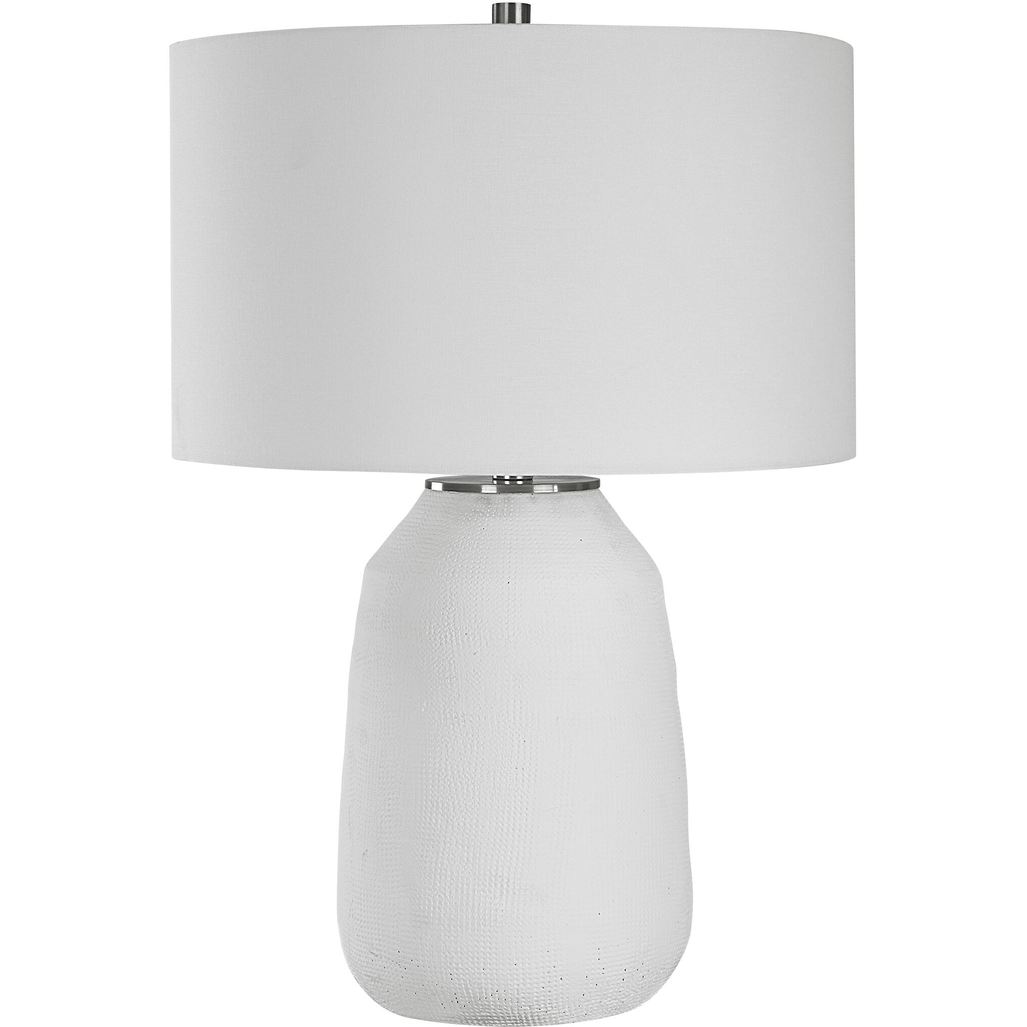 Heir 26 inch 150.00 watt Chalk White Matte and Brushed Nickel Table Lamp Portable Light