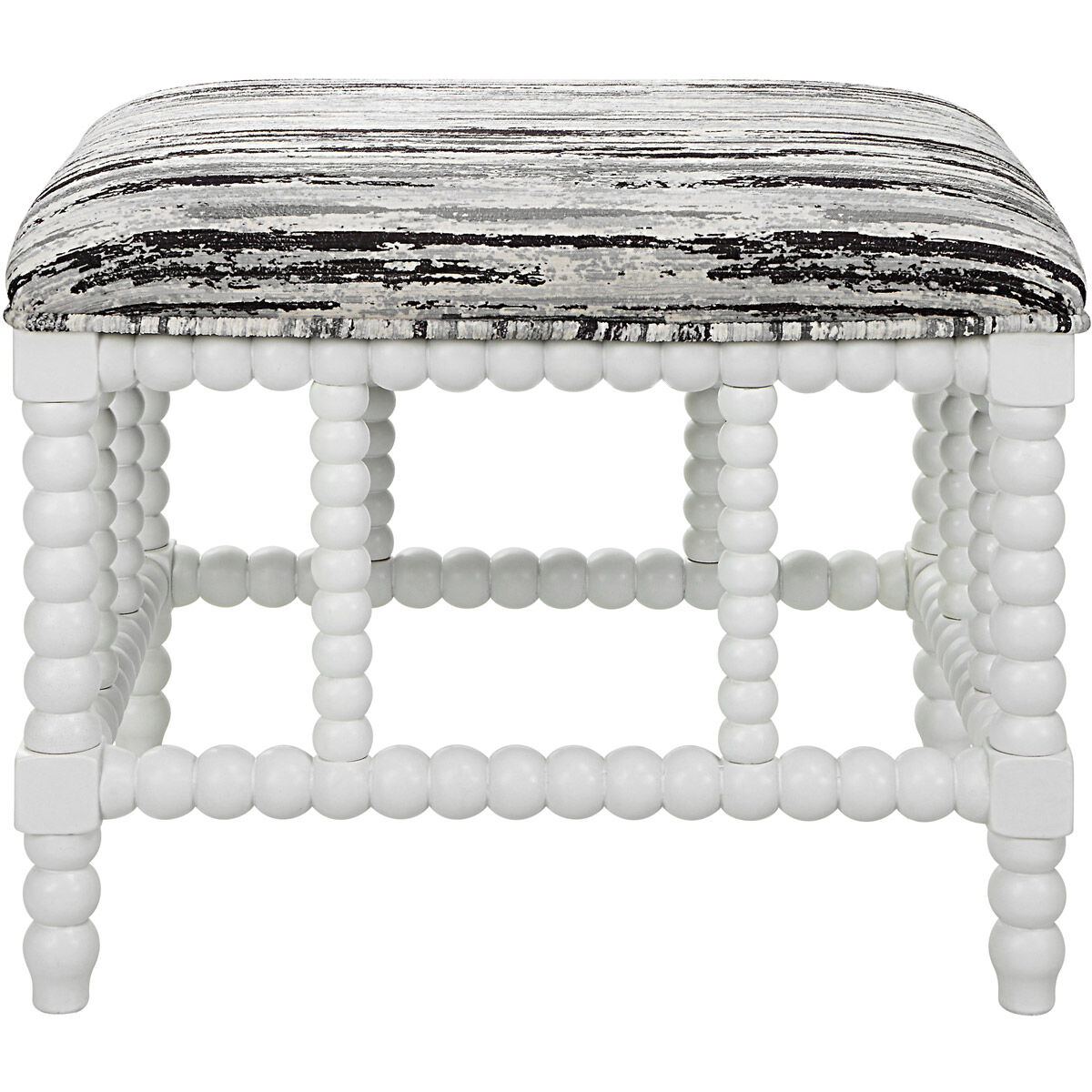 Seminoe Mottled Gray and Black Chenille with Matte White Bench