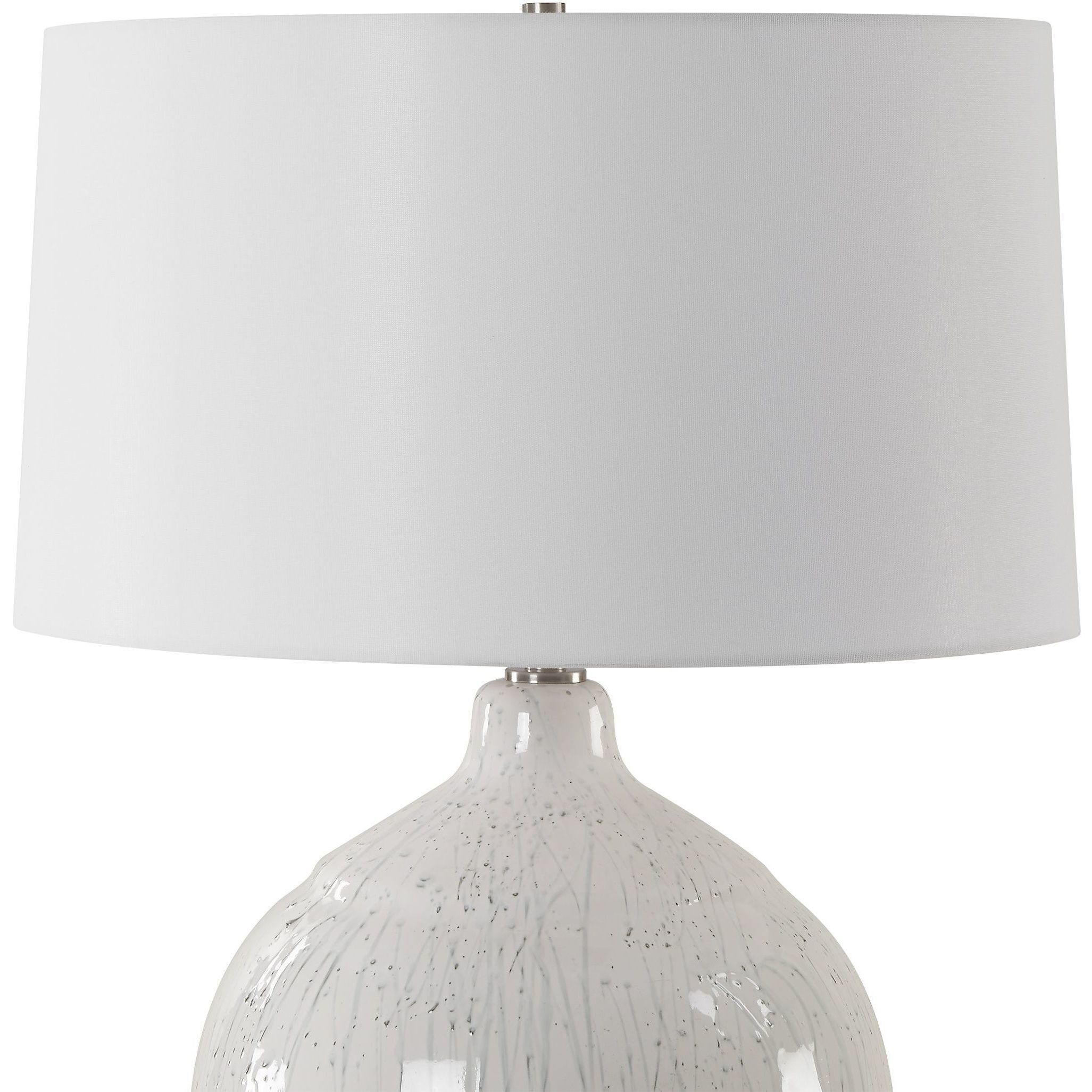 Dribble 25.75 inch 150.00 watt White Glaze with Dripped Gray Texture and Brushed Nickel Table Lamp Portable Light