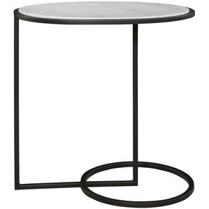 Twofold 23 X 22 inch Satin Black and White Marble Accent Table