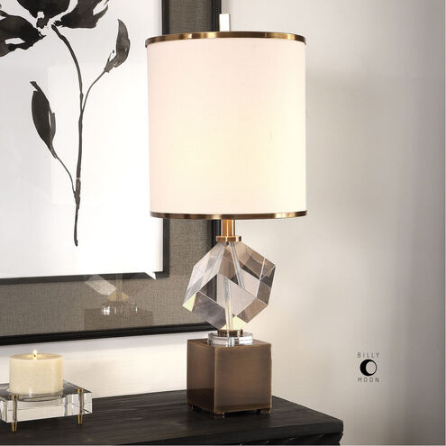 Cristino 30 inch 150 watt Antique Brass and Crystal Table Lamp Portable Light