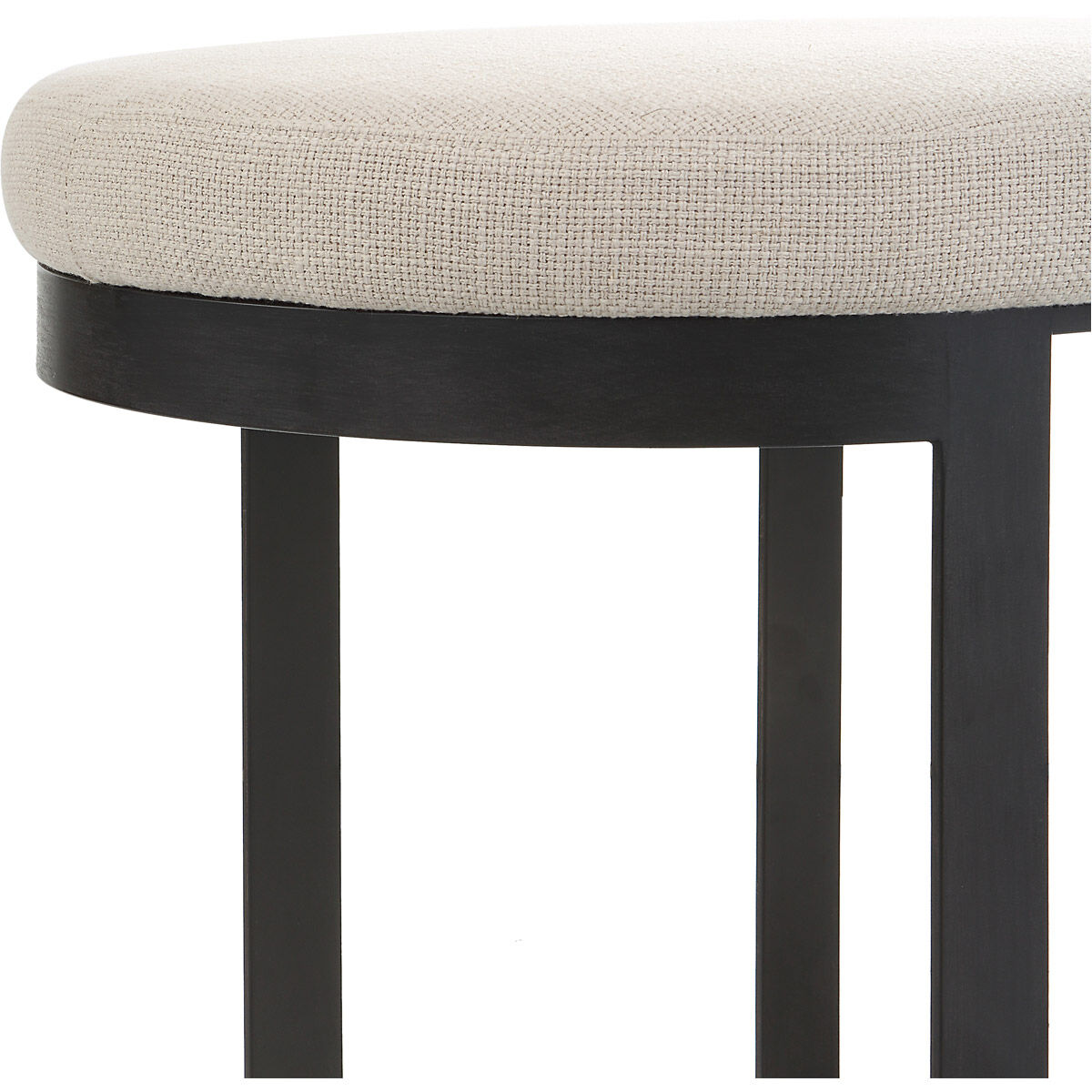 Infinity 20 inch Matte Black and Off-white Linen Fabric Accent Stool