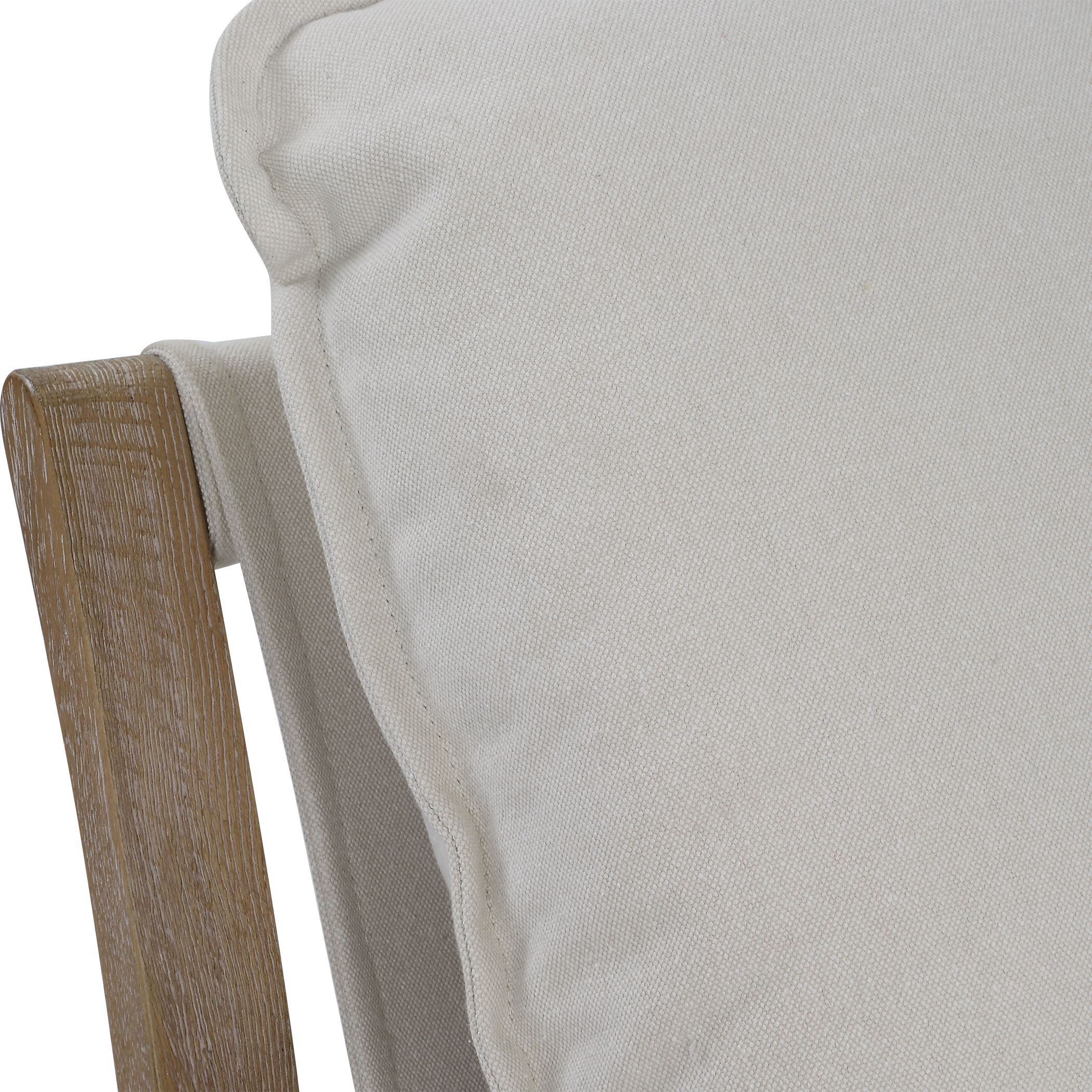 Melora Natural Solid Oak and Natural Linen Toned Fabric Accent Chair