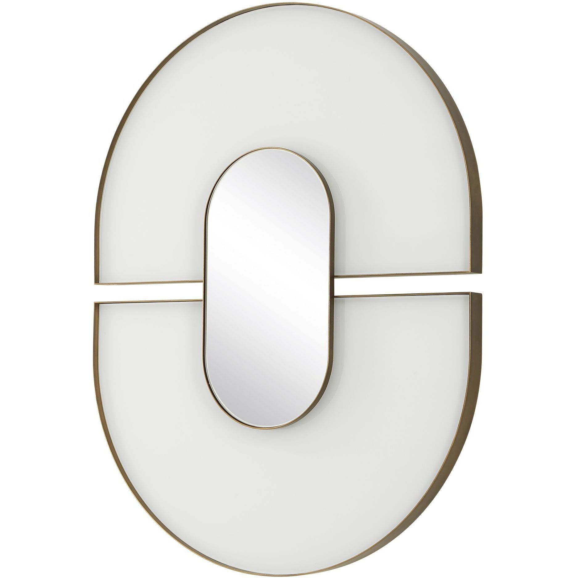 Encase 30.5 X 23.5 inch White Glass and Antique Gold Mirror