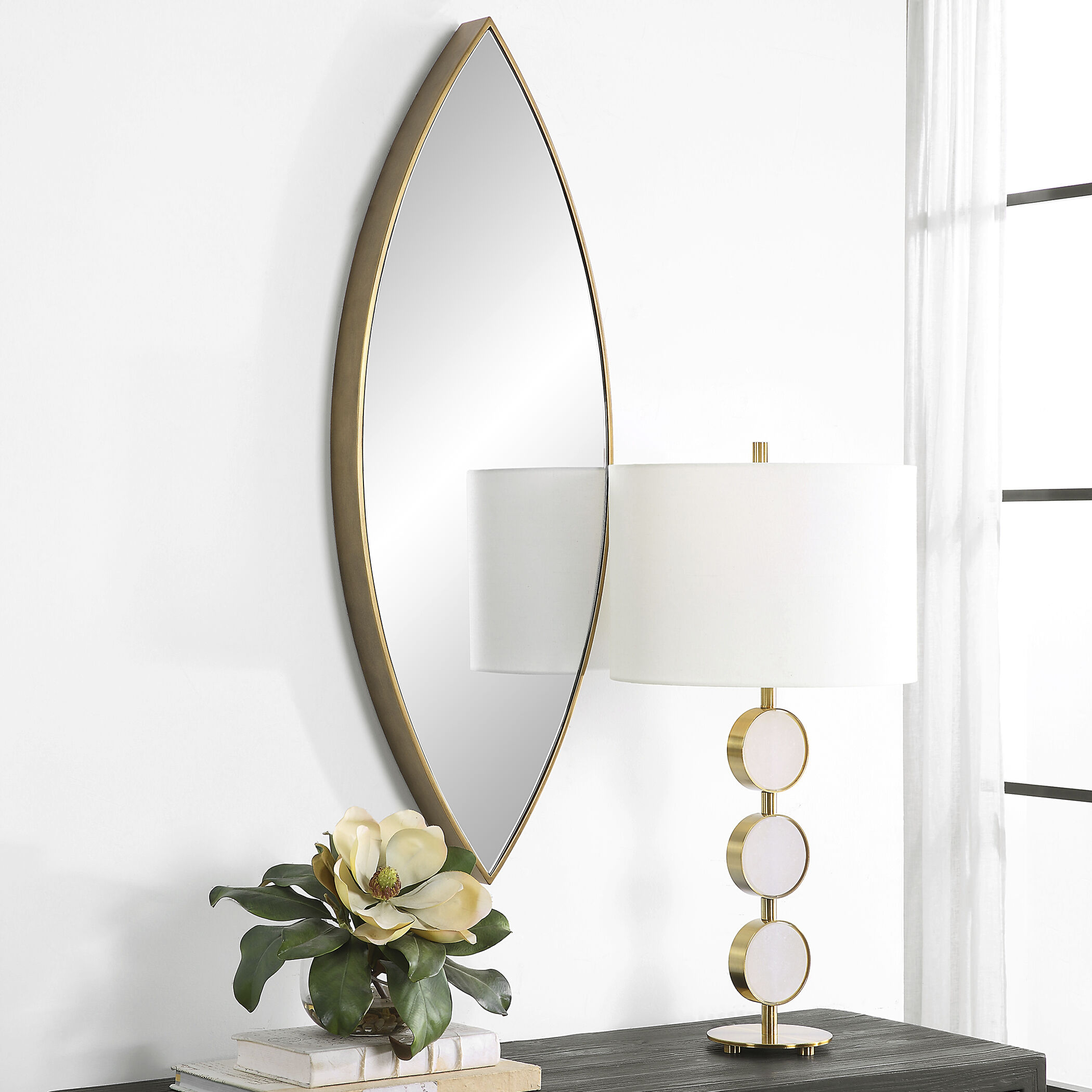 Ellipse 39.75 X 14 inch Antiqued Golden Bronze Mirror
