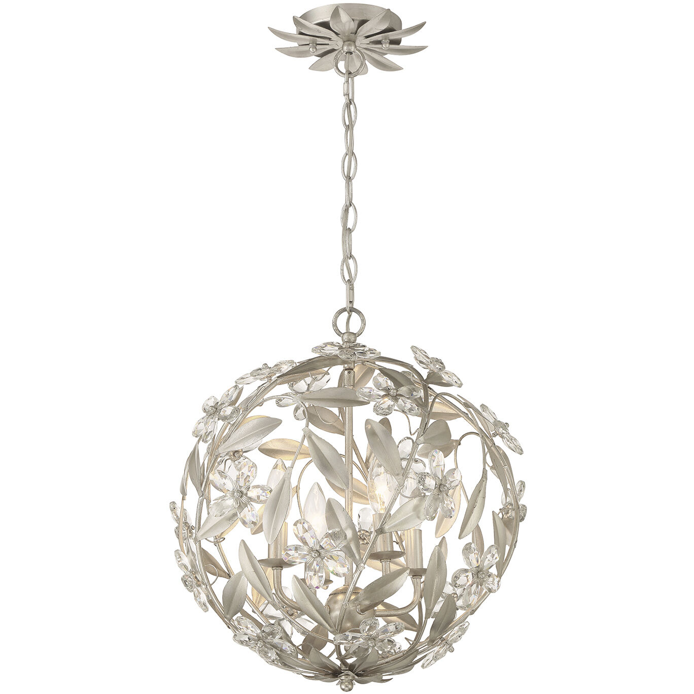 Marselle 4 Light 16.5 inch Antique Silver Mini Chandelier Ceiling Light
