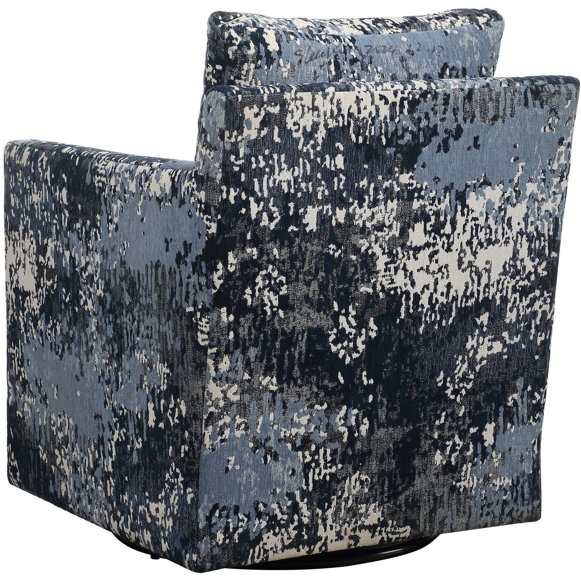 Tisdell White and Gray and Indigo Swivel/Glider Chair