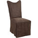 Delroy Distressed Hand-Sanded Chocolate Nubuck Leather Armless Chairs, Set of 2