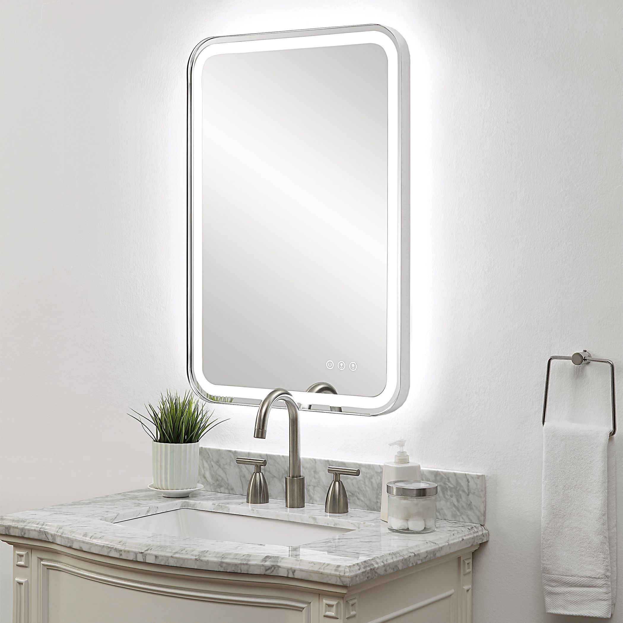 Crofton 32.25 X 22.25 inch Polished Nickel LED Lighted Vanity Mirror