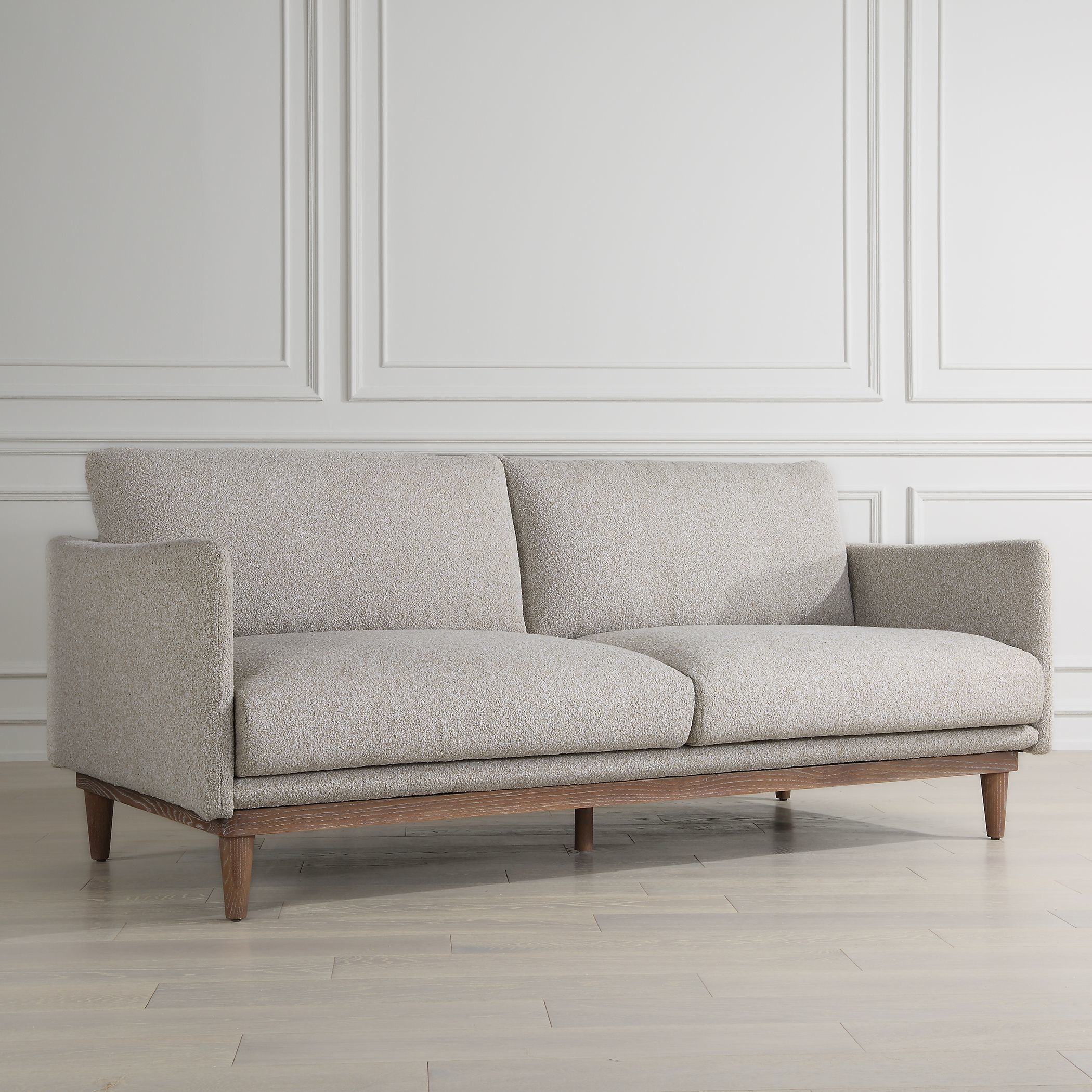 Freefall Beige Polyester and Walnut with Gray Ceruse Sofa