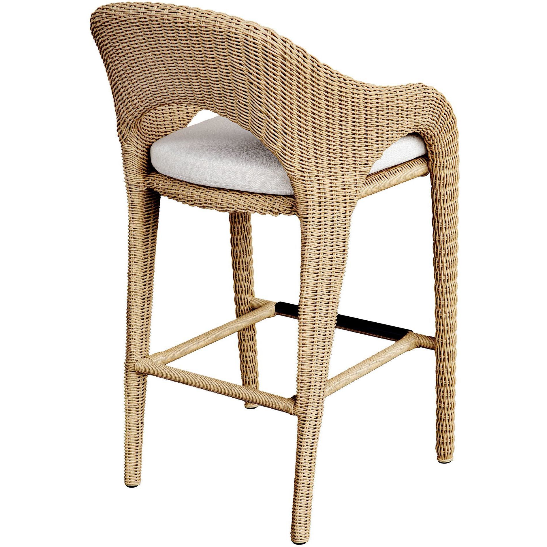 Kavali 42 inch Natural Honey and Oyster White Outdoor Barstool