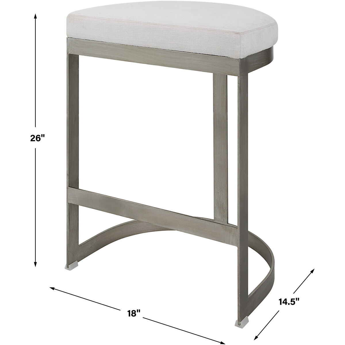 Ivanna 26 inch Brushed Silver and White Fabric Counter Stool
