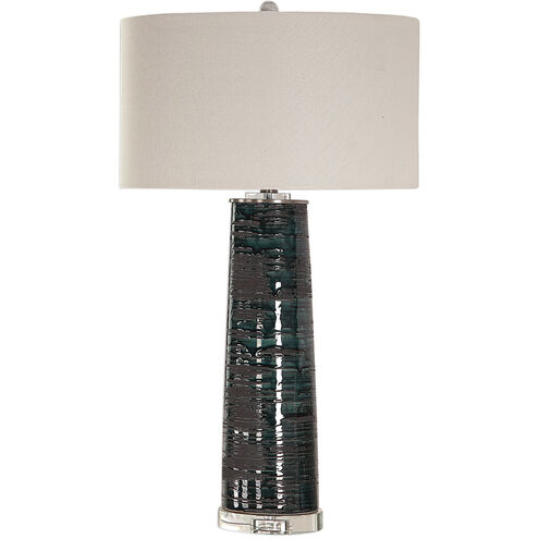 Chamila 32 inch 150 watt Aged Teal Glaze with Black Distressing Table Lamp Portable Light