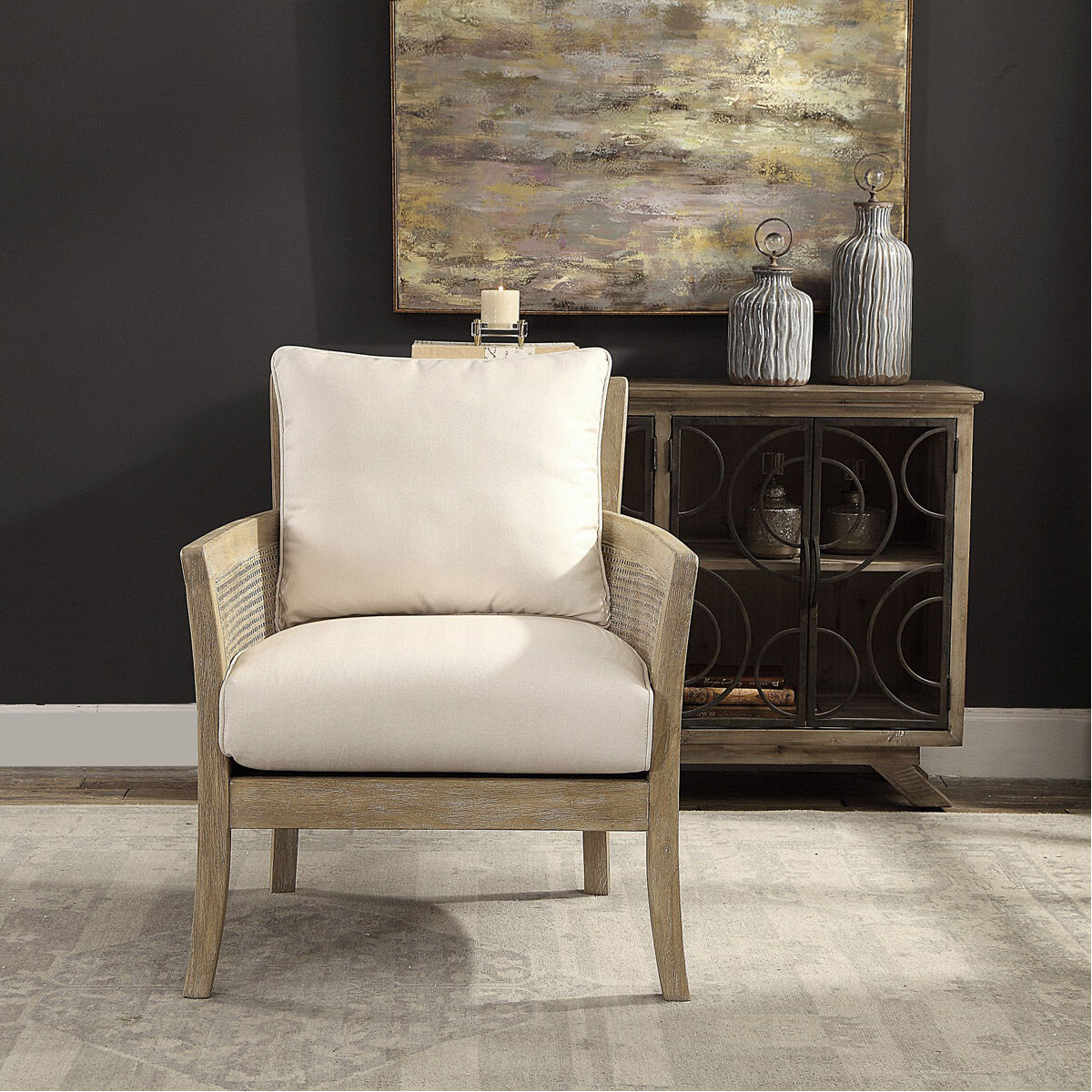 Encore Bleached Hardwood and Off-White Armchair