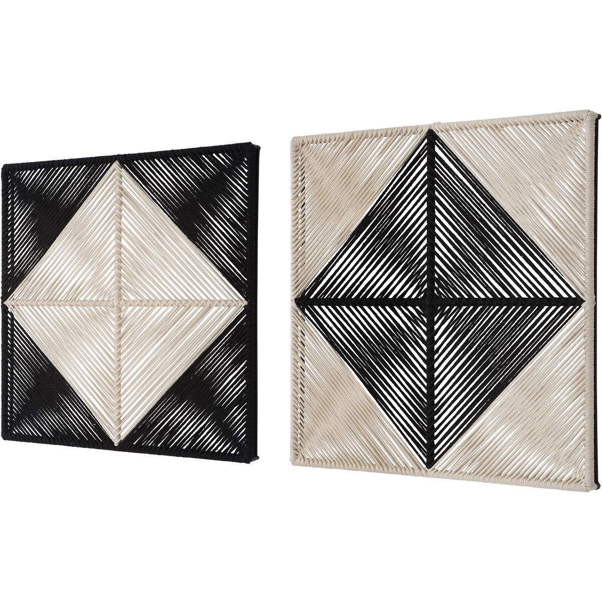 Seeing Double Black and Off-White Wall Panels, Set of 2