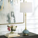 Kaimana 34 inch 150.00 watt Mottled Aged Blue Drip Glaze and Antiqued Brass Buffet Lamp Portable Light