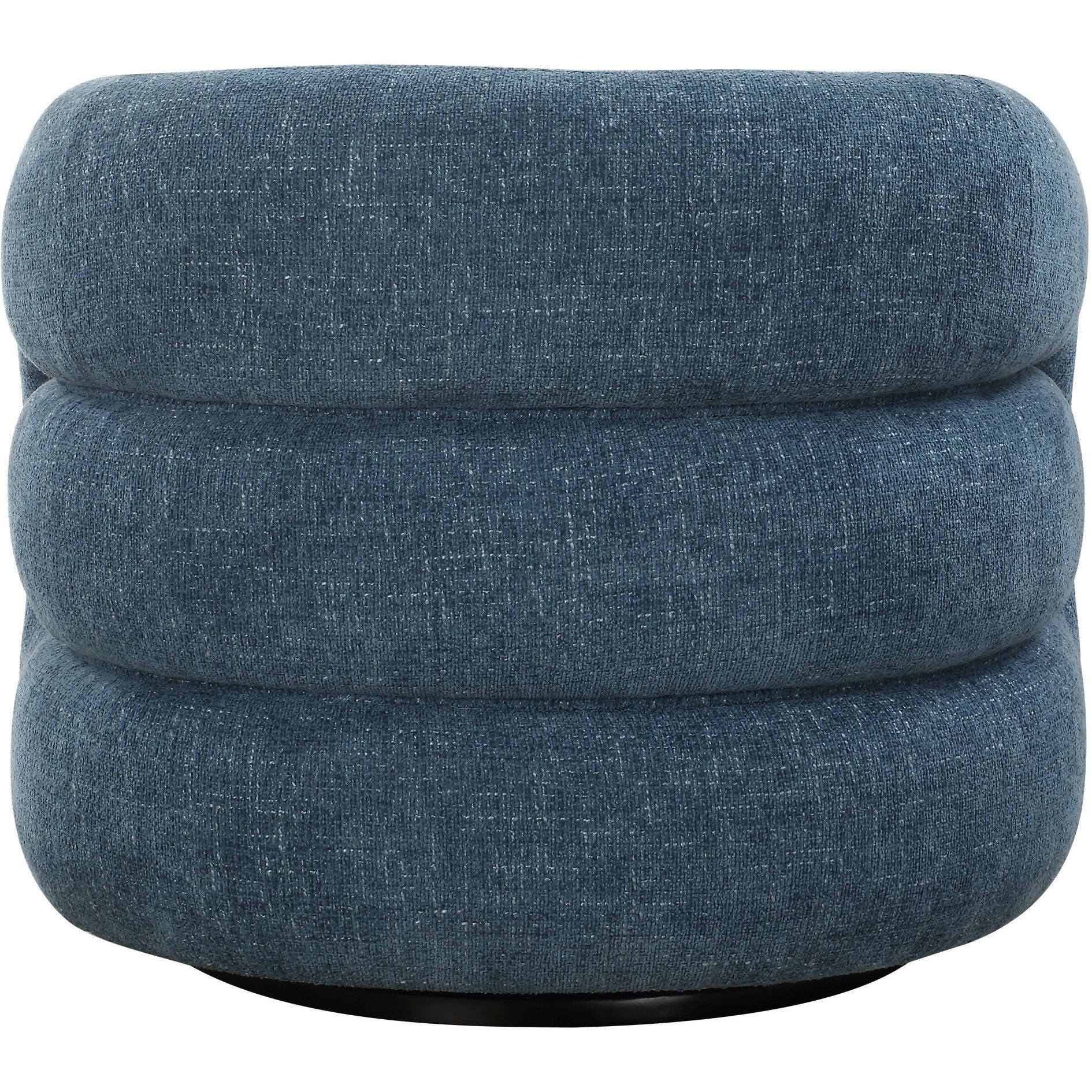 Junie Black and Blueberry Swivel Barrel Chair