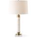 Plinth 27.75 inch 100.00 watt White Marble and Antique Brass with Crystal Table Lamp Portable Light