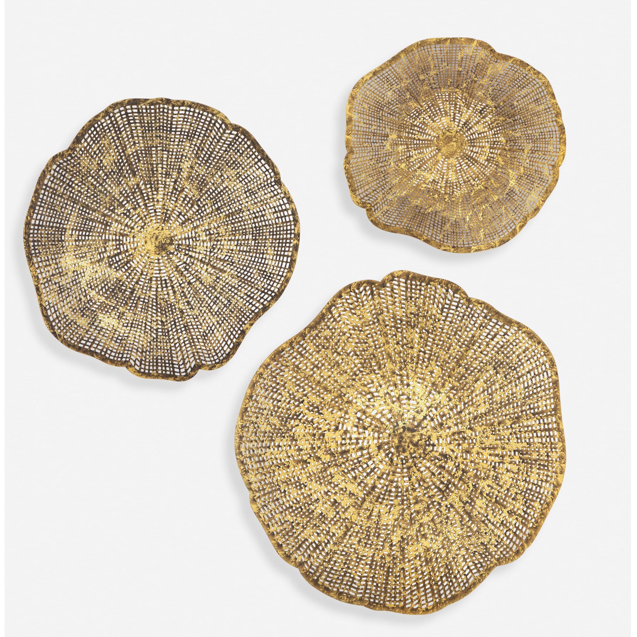 Radiance Gold with Natural Distressing Wall Decor, Set of 3