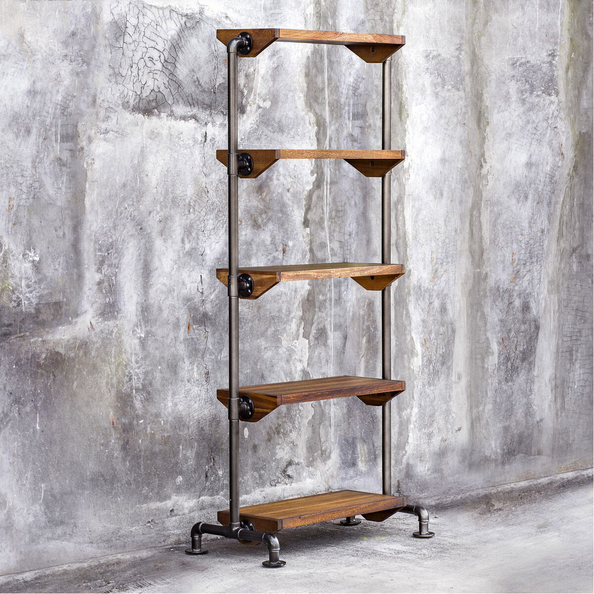 Rhordyn 72 X 30 inch Aged Gunmetal and Light Walnut Etagere