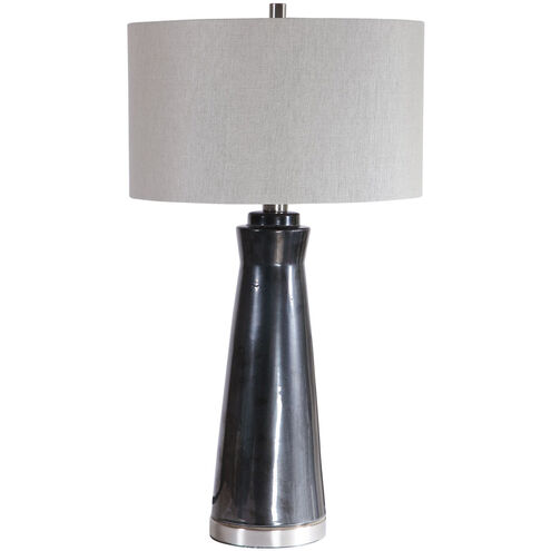 Arlan 31 inch 150 watt Glossy Dark Charcoal Glaze and Brushed Nickel Table Lamp Portable Light