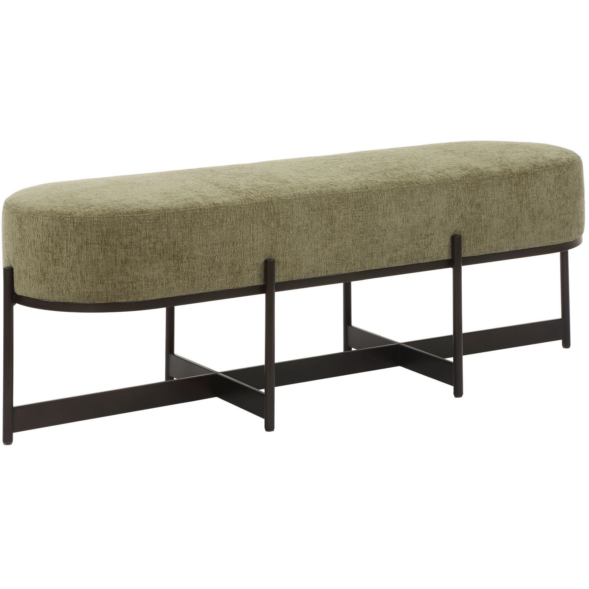 Merino Textured Moss Toned Polyester and Bronze Bench
