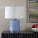 Kamara 23 inch 150 watt Powder Blue Glaze and Antique Brass Table Lamp Portable Light