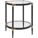 Chadid 23.75 X 21.75 inch Black and Gold with Glass Side Table