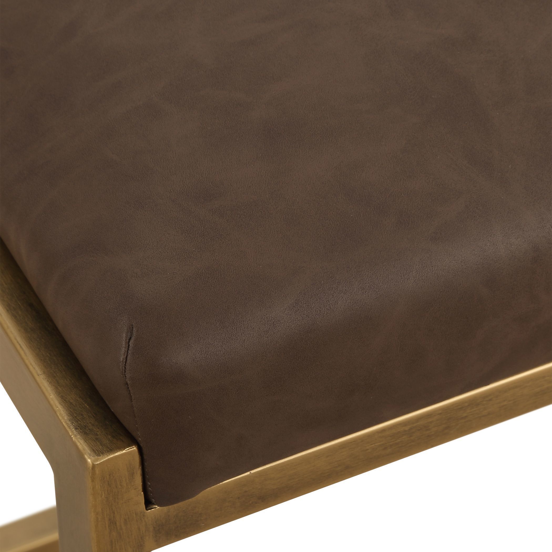 Atticus 25.75 inch Antique Brushed Brass with Cocoa Faux Leather Counter Stool