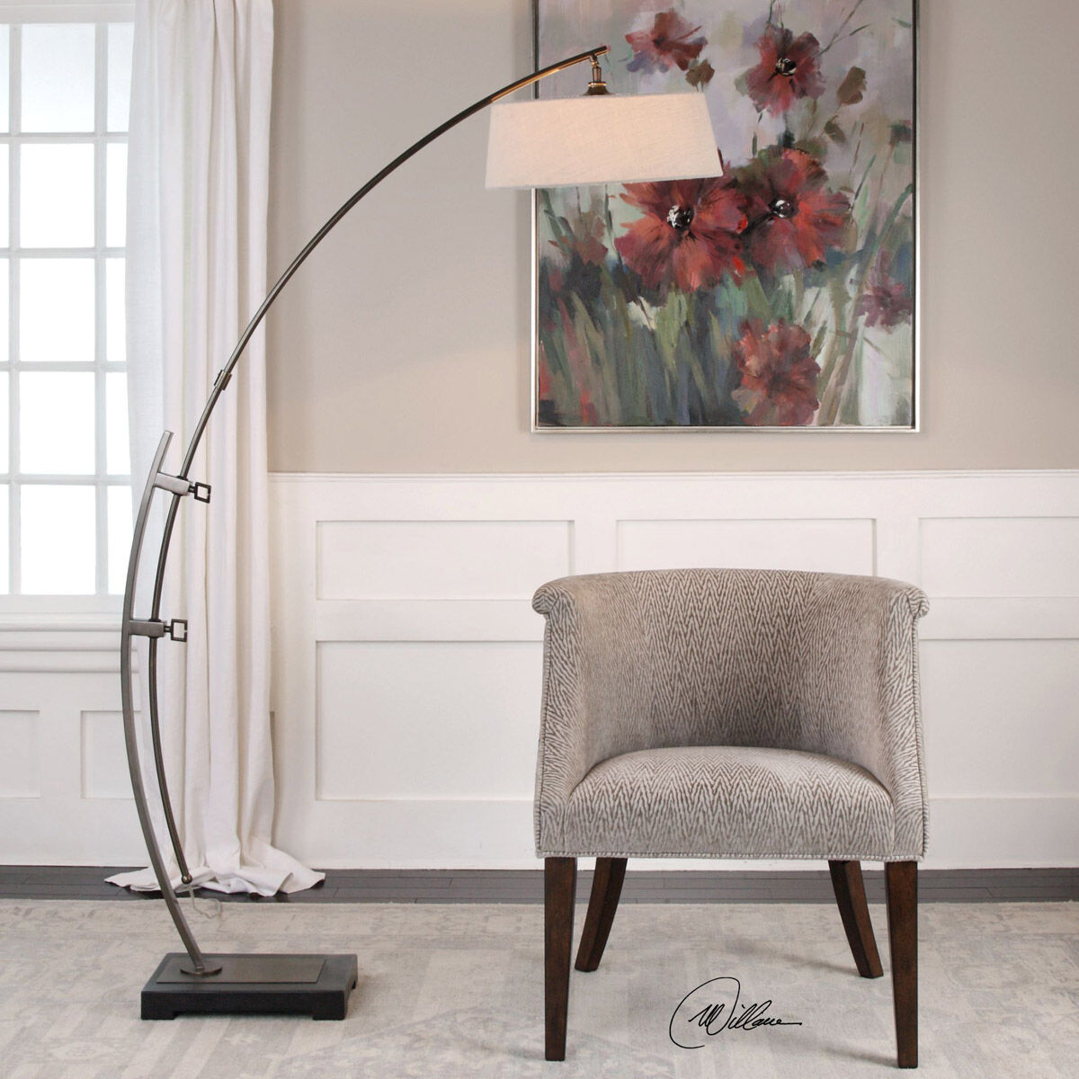 Uttermost 28135 1 Calogero 74 inch 100 watt Bronze Arc Floor Lamp