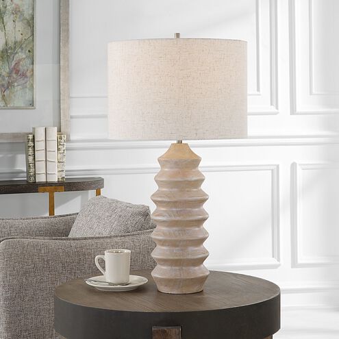 Uplift 30 inch 150 watt Bleached Wood and Nickel Table Lamp Portable Light