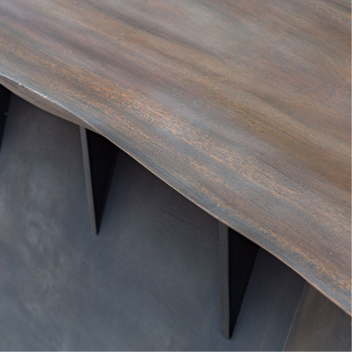 Vessel 60 inch Naturally Mahogany with Gunmetal and Faux Concrete Console Table