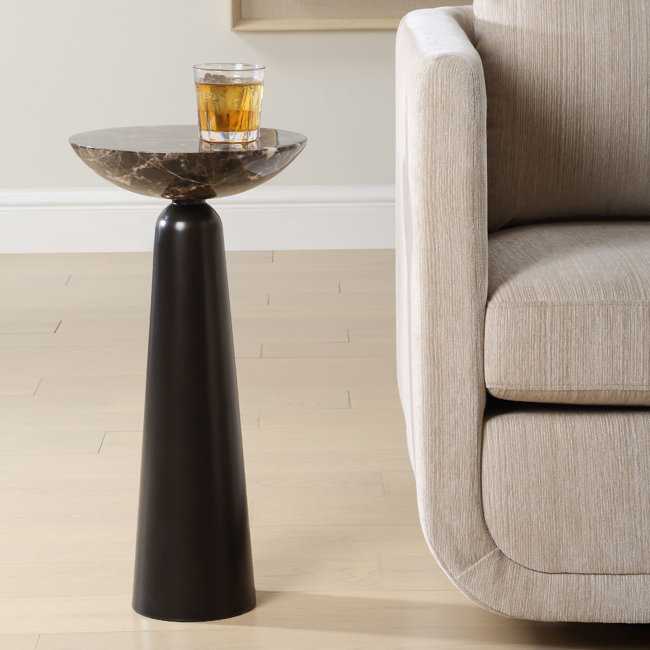 Hastings 22 X 11 inch Dark Bronze and Brown Marble Accent Table