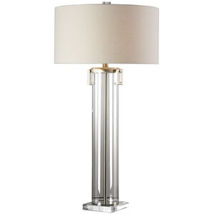 Monette 40 inch 150 watt Clear Acrylic with Brushed Nickel Table Lamp Portable Light