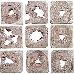 Bahati White Washed Ivory with Coffee Brown Undertones Wall Decor, Set of 9