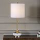 Molena 21.75 inch 100 watt Antique Brass and Pearly Stone Table Lamp Portable Light