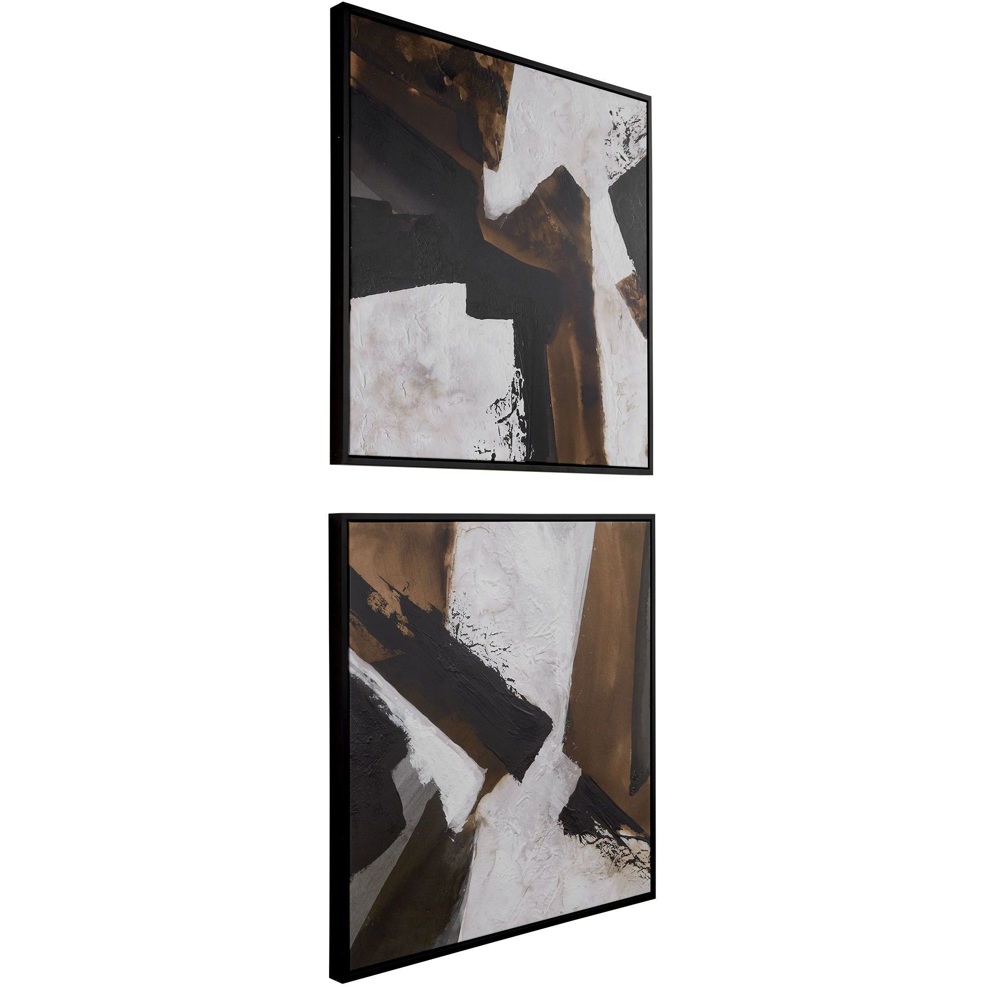 Tactile Inspiration Multi-Colored and Black Framed Abstract Art, Set of 2