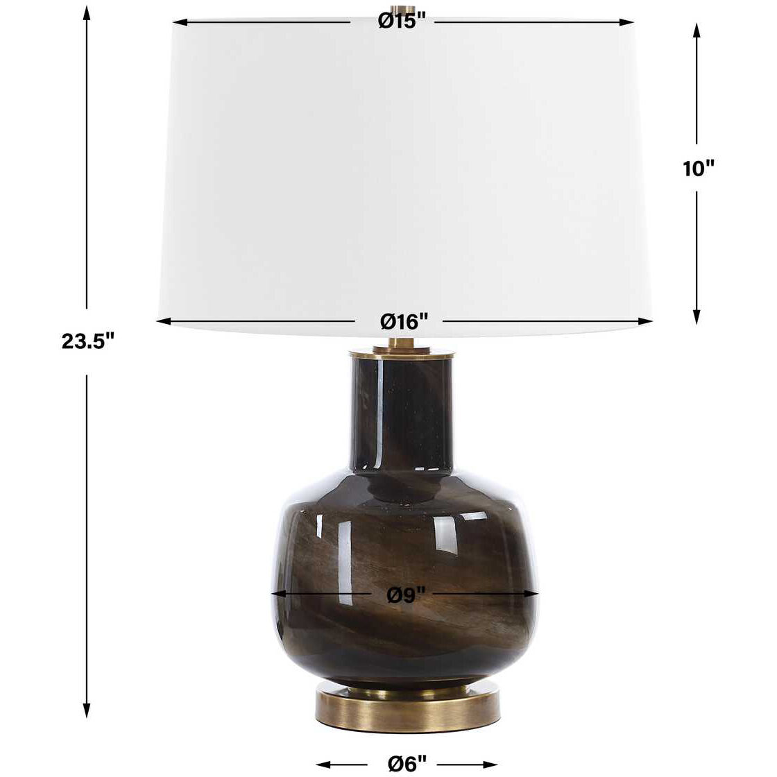 Buchanan 24 inch 150.00 watt Smokey Charcoal Glass and Plated Brass Table Lamp Portable Light