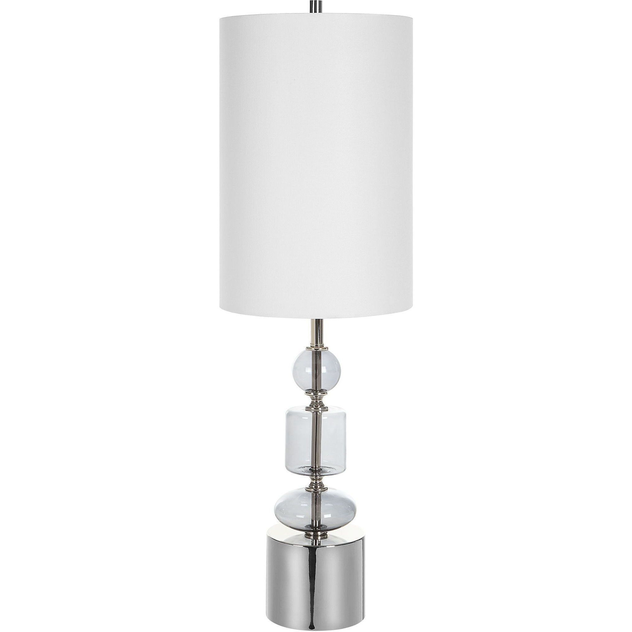 Stratus 36 inch 150.00 watt Gray Glass and Polished Nickel Buffet Lamp Portable Light
