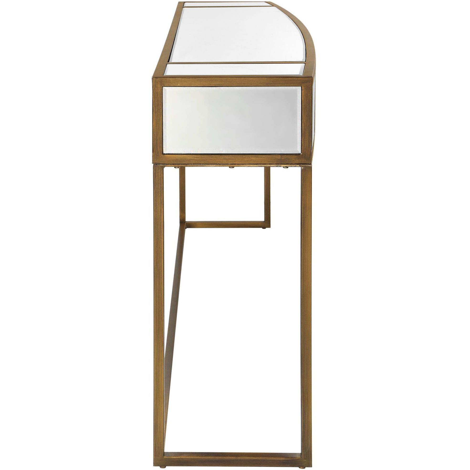 Reflect 62 inch Brushed Aged Gold and Mirrored Accents Mirrored Console Table