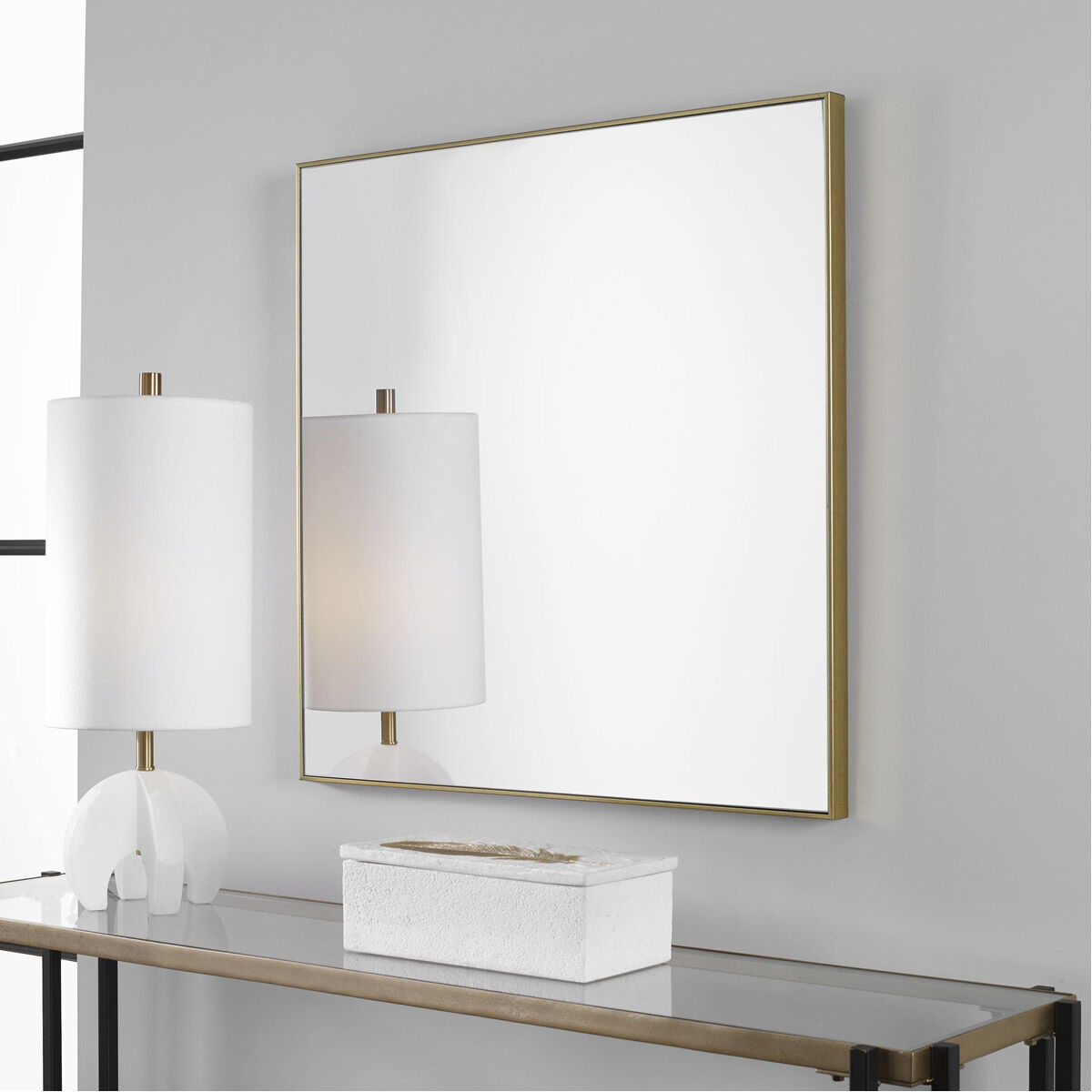 Alexo 28 X 28 inch Brushed Gold Wall Mirror