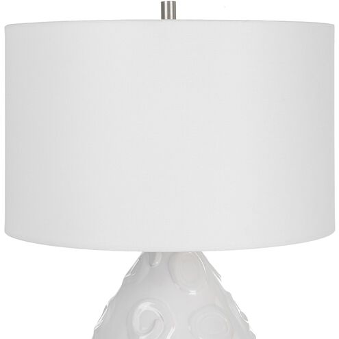 Loop 25 inch 150.00 watt White Glaze and Brushed Nickel Table Lamp Portable Light