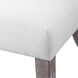 Caledonia White Fabric and Dark Walnut with Light Gray Wash Armless Chair