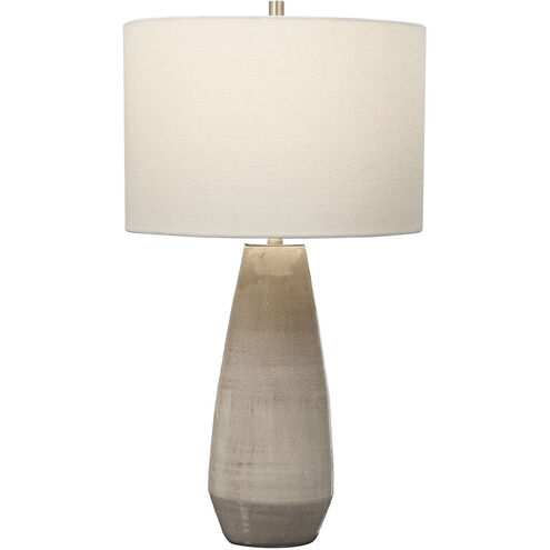 Volterra 27.5 inch 150 watt Crackled Taupe-Gray and Antique Brushed Brass Table lamp Portable Light
