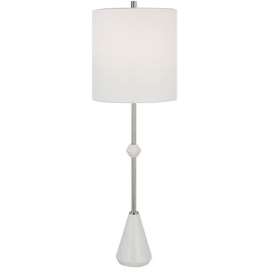 Chantilly 35 inch 150.00 watt White Marble and Polished Nickel Buffet Lamp Portable Light