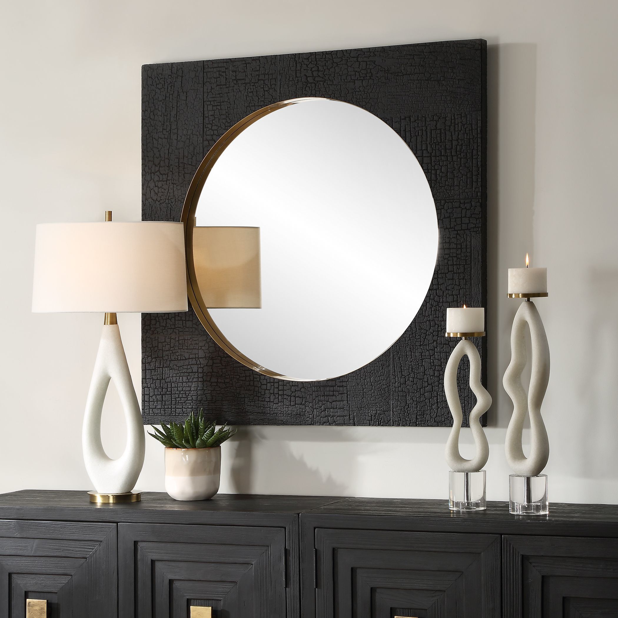 Ember 42 X 42 inch Black and Plated Brass Mirror