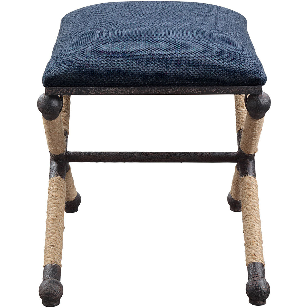 Firth Navy Blue with Rope and Rustic Iron Bench