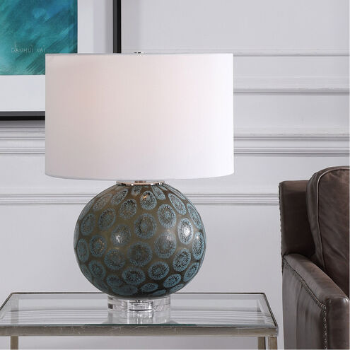 Agate 22 inch 150.00 watt Charcoal Translucent Glass with Dark Teal Accents Table Lamp Portable Light