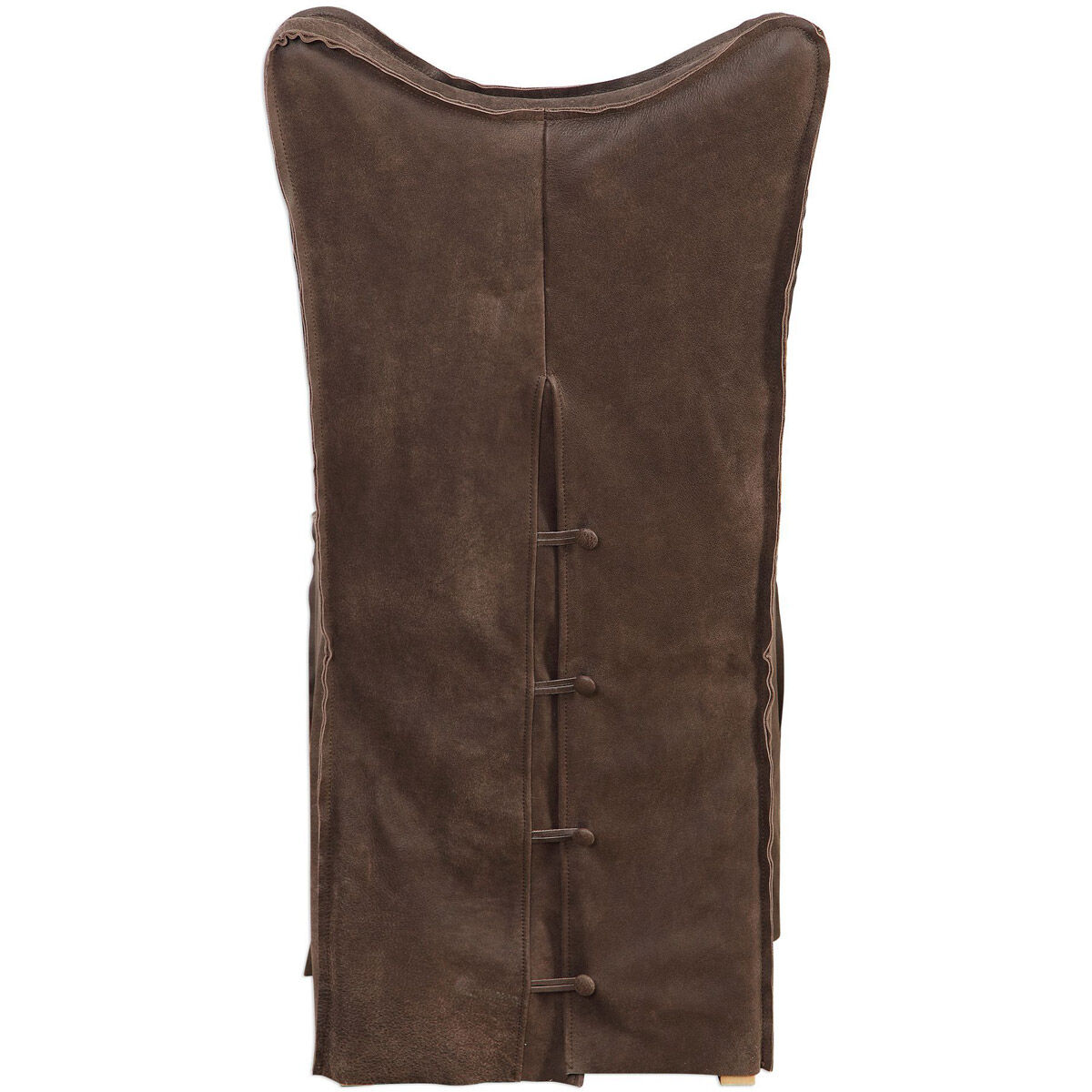 Delroy Distressed Hand-Sanded Chocolate Nubuck Leather Armless Chairs, Set of 2